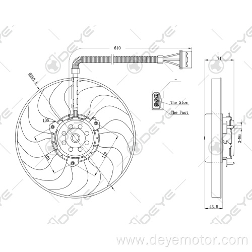 Radiator cooling fan motor 12v for VW SEAT